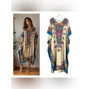Gypsie Blu MuMu Maxi Dress OS Kaftan Bohemian Coachella Festival Beachy Resort